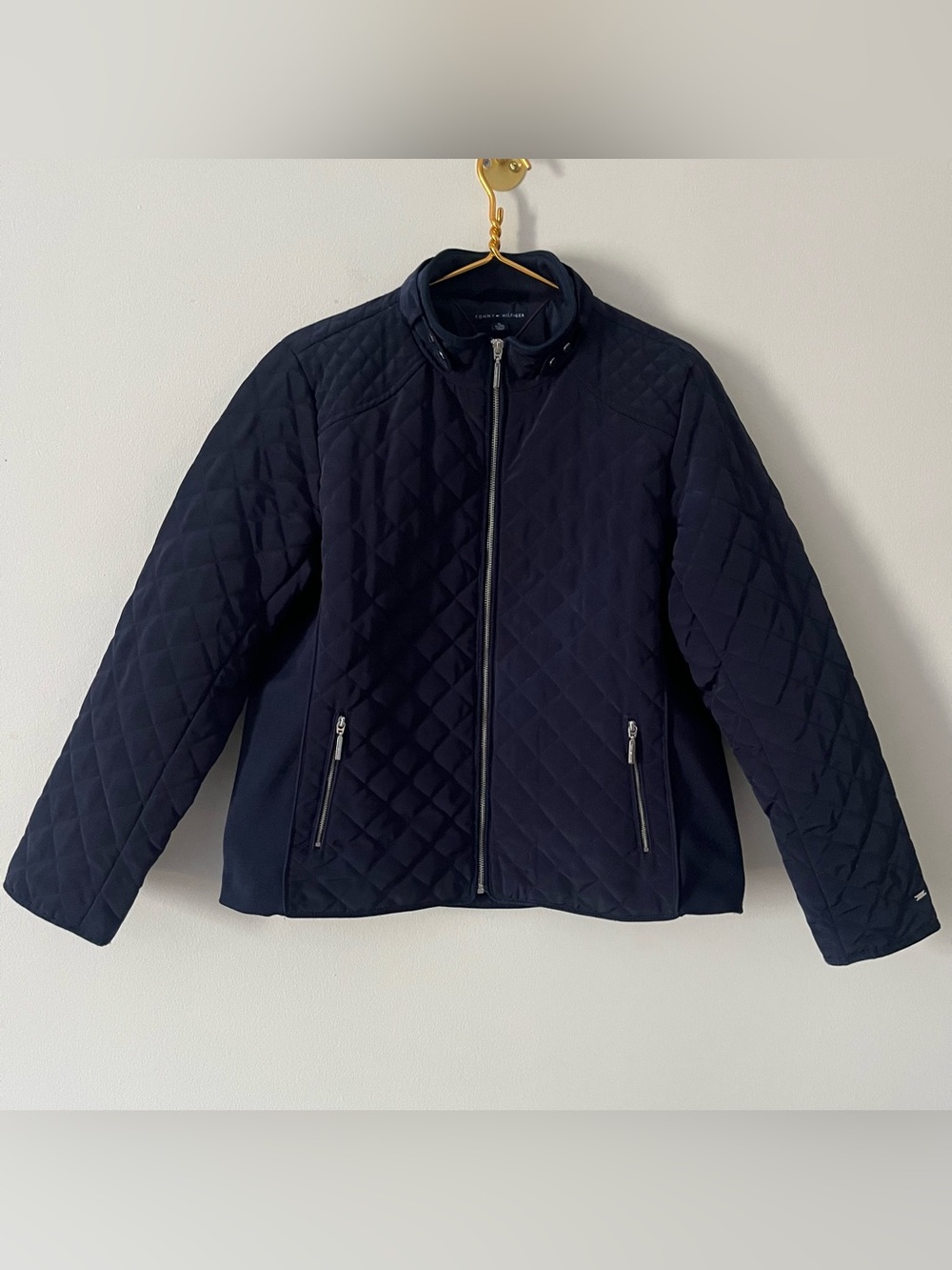 Tommy Hilfiger Women’s Quilted Navy Jacket Stretch Autumn Cozy Minimalist XL
